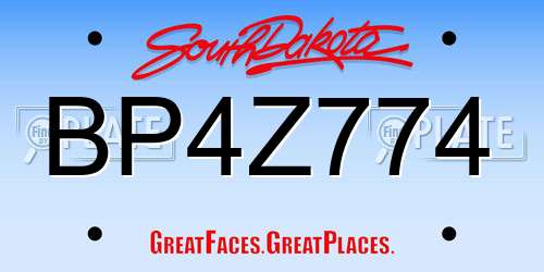 BP4Z774 South Dakota License Plate