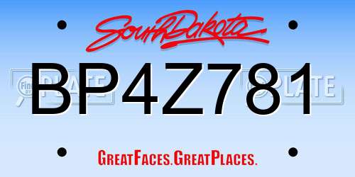BP4Z781 South Dakota License Plate