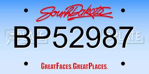 BP52987 South Dakota License Plate