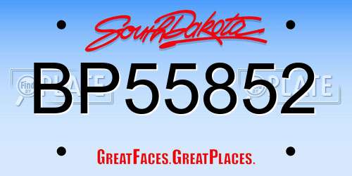BP55852 South Dakota License Plate