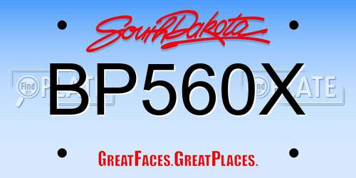 BP560X South Dakota License Plate