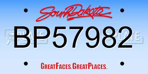 BP57982 South Dakota License Plate