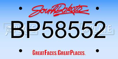 BP58552 South Dakota License Plate