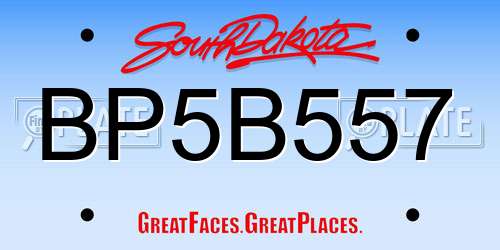 BP5B557 South Dakota License Plate