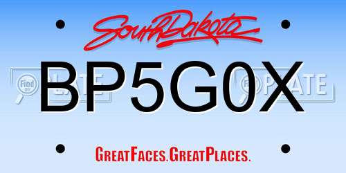 BP5G0X South Dakota License Plate