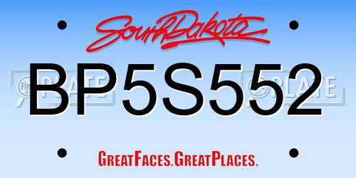 BP5S552 South Dakota License Plate