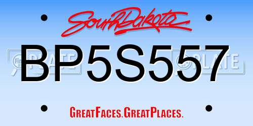 BP5S557 South Dakota License Plate