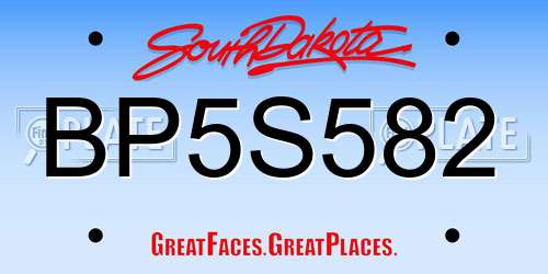 BP5S582 South Dakota License Plate
