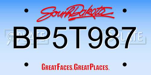 BP5T987 South Dakota License Plate