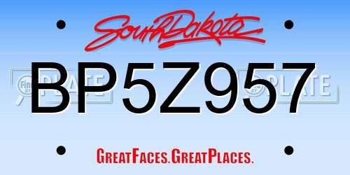 BP5Z957 South Dakota License Plate