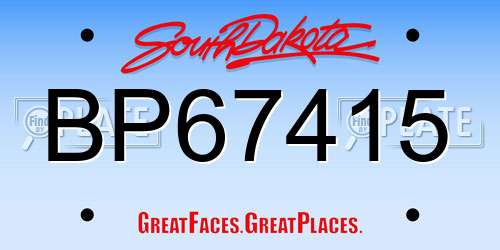 BP67415 South Dakota License Plate