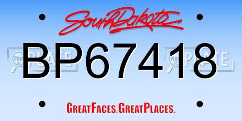BP67418 South Dakota License Plate