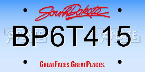 BP6T415 South Dakota License Plate