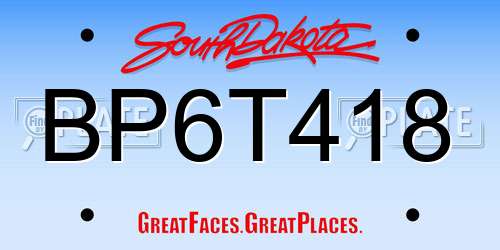 BP6T418 South Dakota License Plate