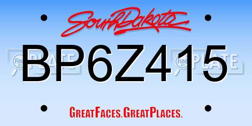BP6Z415 South Dakota License Plate