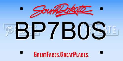 BP7B0S South Dakota License Plate