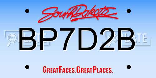 BP7D2B South Dakota License Plate
