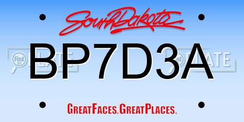 BP7D3A South Dakota License Plate