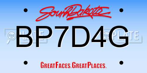 BP7D4G South Dakota License Plate