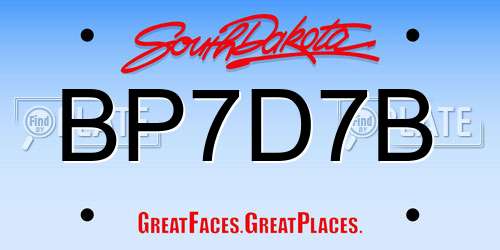 BP7D7B South Dakota License Plate