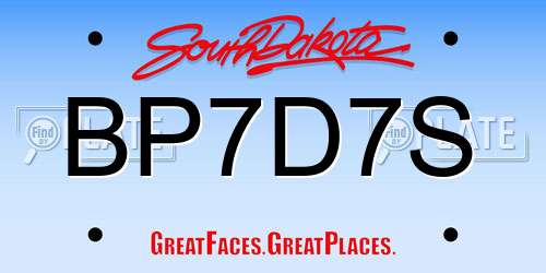 BP7D7S South Dakota License Plate