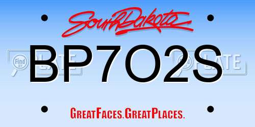 BP7O2S South Dakota License Plate