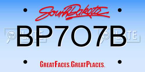 BP7O7B South Dakota License Plate