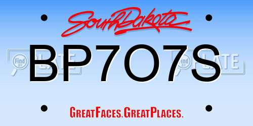 BP7O7S South Dakota License Plate