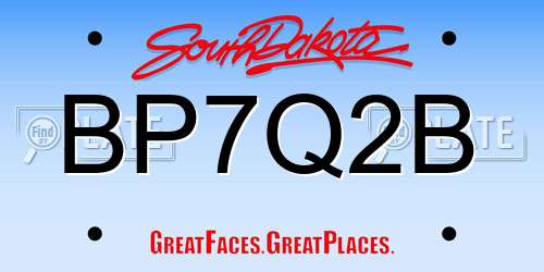 BP7Q2B South Dakota License Plate