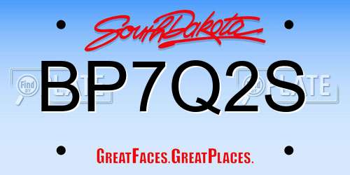 BP7Q2S South Dakota License Plate