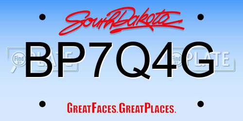 BP7Q4G South Dakota License Plate