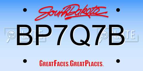 BP7Q7B South Dakota License Plate