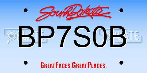 BP7S0B South Dakota License Plate