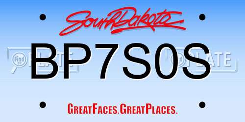 BP7S0S South Dakota License Plate