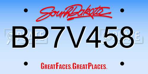 BP7V458 South Dakota License Plate