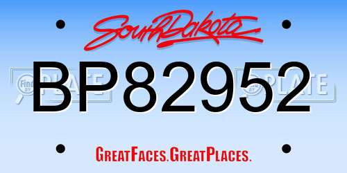 BP82952 South Dakota License Plate