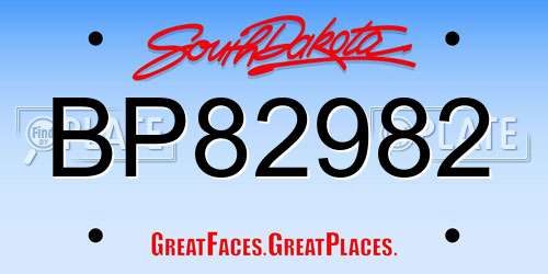 BP82982 South Dakota License Plate