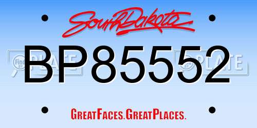 BP85552 South Dakota License Plate