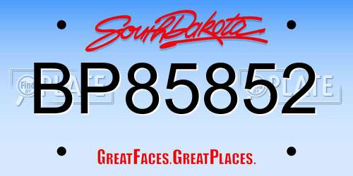 BP85852 South Dakota License Plate