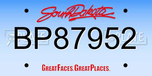BP87952 South Dakota License Plate