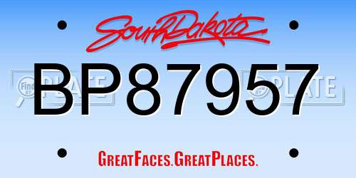 BP87957 South Dakota License Plate
