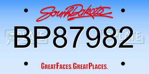 BP87982 South Dakota License Plate