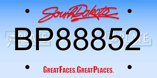 BP88852 South Dakota License Plate