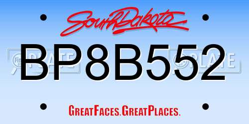 BP8B552 South Dakota License Plate