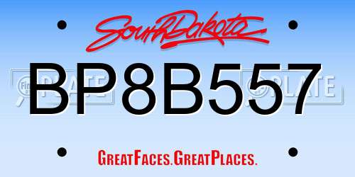 BP8B557 South Dakota License Plate