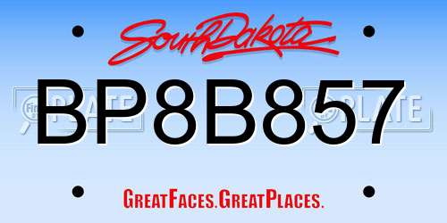BP8B857 South Dakota License Plate