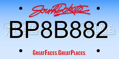 BP8B882 South Dakota License Plate