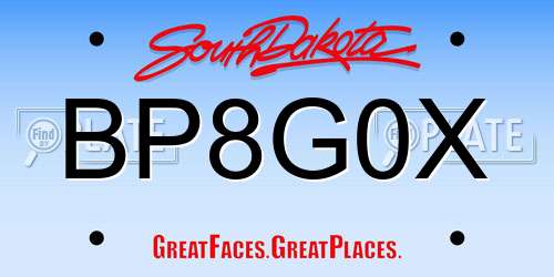 BP8G0X South Dakota License Plate