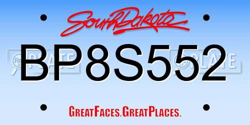 BP8S552 South Dakota License Plate
