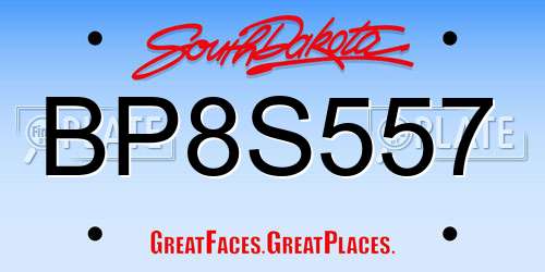 BP8S557 South Dakota License Plate